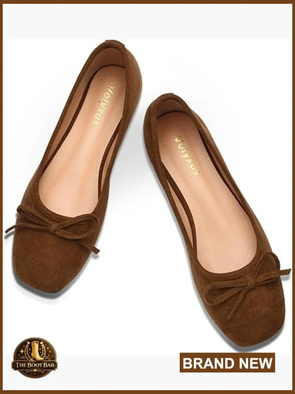 Ballet Flats with Bow Cap Toe Slip On Square Toe Faux Suede Comfort